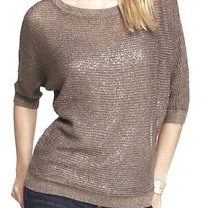 NWT Express Mesh Dolman Knit Sweater Top Taupe Brown Shirt M